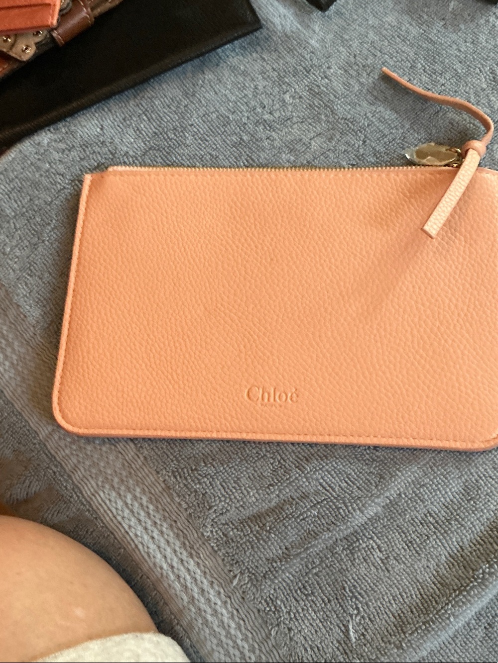 Chloé Peach Pink Pebbled Leather Wristlet